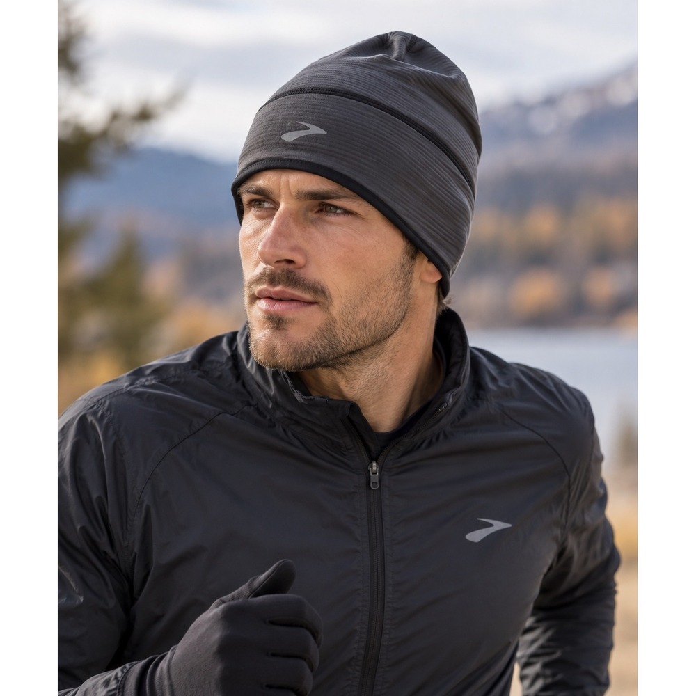 Brooks Notch Thermal Beanie Black Unisex OSFA Running Gorpcore Performance Hat